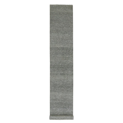 Modern and Contemporary Wool Hand Knotted Rug Grey No Border 2.7X15.10 -O079733