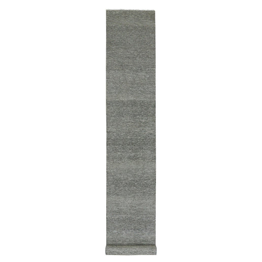 Modern and Contemporary Wool Hand Knotted Rug Grey No Border 2.7X15.10 -O079733