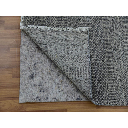 Modern and Contemporary Wool Hand Knotted Rug Grey No Border 2.7X15.10 -O079733