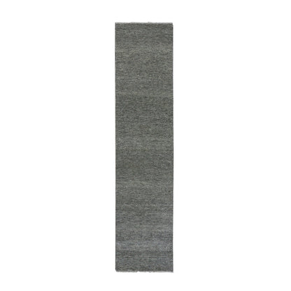 Modern and Contemporary Wool Hand Knotted Rug Grey No Border 2.7X11.8 -O079735