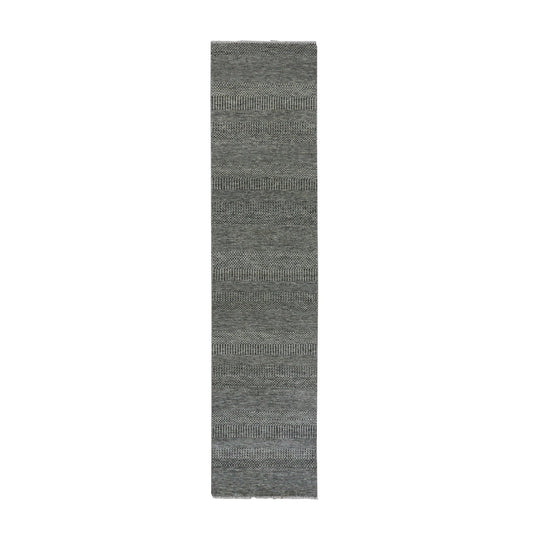 Modern and Contemporary Wool Hand Knotted Rug Grey No Border 2.7X11.8 -O079735