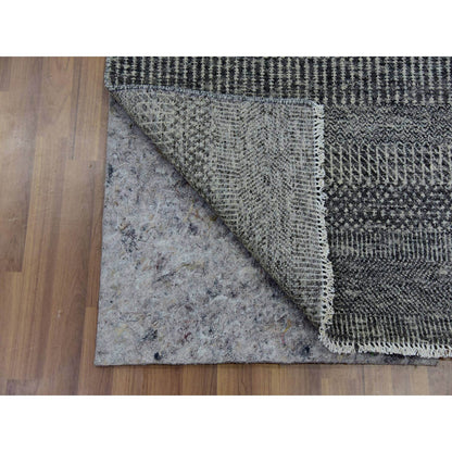 Modern and Contemporary Wool Hand Knotted Rug Grey No Border 2.7X11.8 -O079735