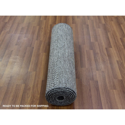 Modern and Contemporary Wool Hand Knotted Rug Grey No Border 2.7X11.8 -O079735