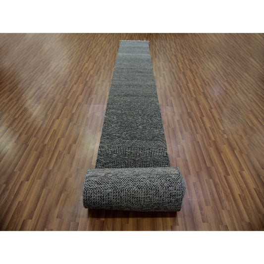 Modern and Contemporary Wool Hand Knotted Rug Grey No Border 2.5X32.3 -O079736