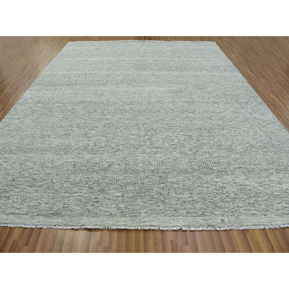 Modern and Contemporary Wool Hand Knotted Rug Grey No Border 12.2X15.4 -O079737