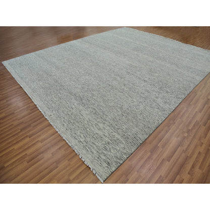 Modern and Contemporary Wool Hand Knotted Rug Grey No Border 12.2X15.4 -O079737