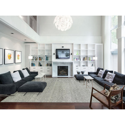 Modern and Contemporary Wool Hand Knotted Rug Grey No Border 12.2X15.4 -O079738