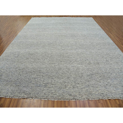 Modern and Contemporary Wool Hand Knotted Rug Grey No Border 12.2X15.4 -O079738