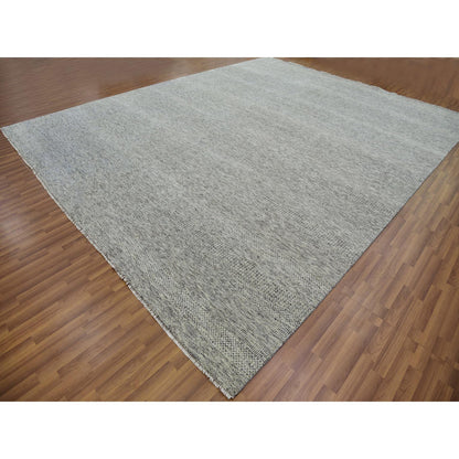 Modern and Contemporary Wool Hand Knotted Rug Grey No Border 12.2X15.4 -O079738