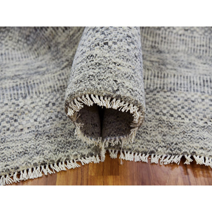 Modern and Contemporary Wool Hand Knotted Rug Grey No Border 12.2X15.4 -O079738