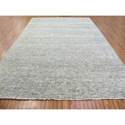Modern and Contemporary Wool Hand Knotted Rug Grey No Border 10.0X13.10 -O079739