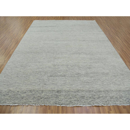 Modern and Contemporary Wool Hand Knotted Rug Grey No Border 9.1X11.10 -O079740