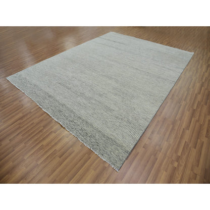 Modern and Contemporary Wool Hand Knotted Rug Grey No Border 9.1X11.10 -O079740