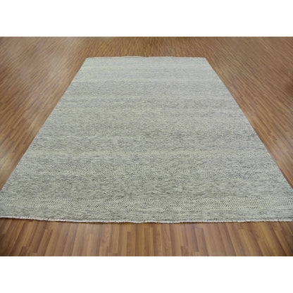 Modern and Contemporary Wool Hand Knotted Rug Grey No Border 9.0X12.4 -O079741