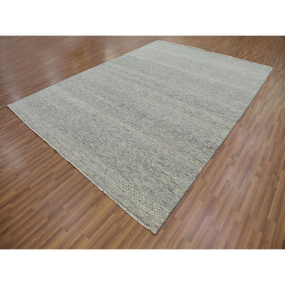 Modern and Contemporary Wool Hand Knotted Rug Grey No Border 9.0X12.4 -O079741