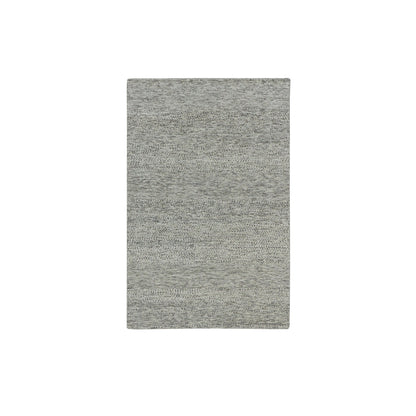 Modern and Contemporary Wool Hand Knotted Rug Grey No Border 4.0X6.2 -O079743