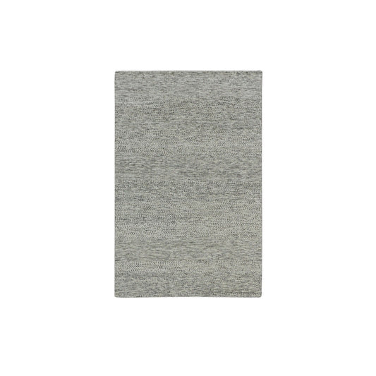 Modern and Contemporary Wool Hand Knotted Rug Grey No Border 4.0X6.2 -O079743