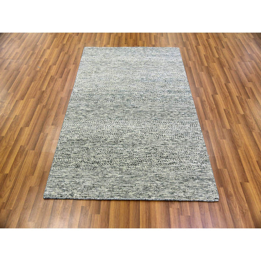 Modern and Contemporary Wool Hand Knotted Rug Grey No Border 4.0X6.2 -O079743