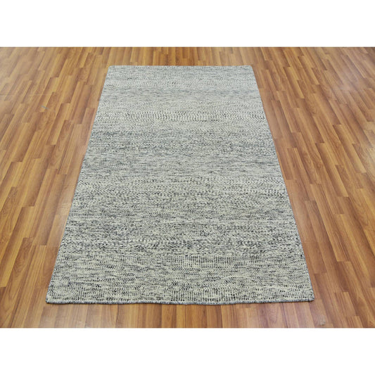 Modern and Contemporary Wool Hand Knotted Rug Grey No Border 4.0X6.2 -O079745