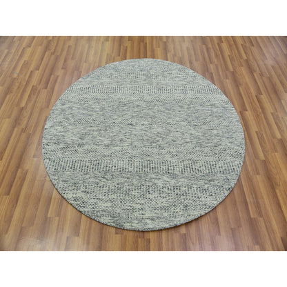 Modern and Contemporary Wool Hand Knotted Rug Grey No Border 4.10X4.10 -O079746