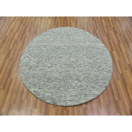 Modern and Contemporary Wool Hand Knotted Rug Grey No Border 4.10X4.10 -O079746