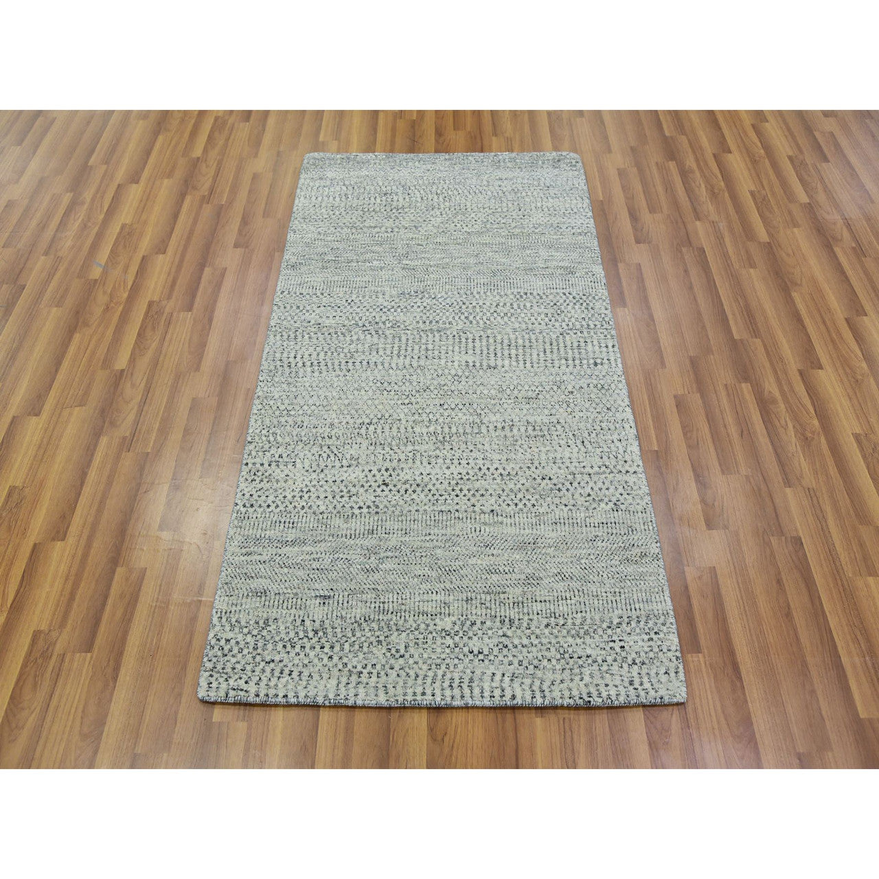 Modern and Contemporary Wool Hand Knotted Rug Grey No Border 3.0X5.6 -O079747
