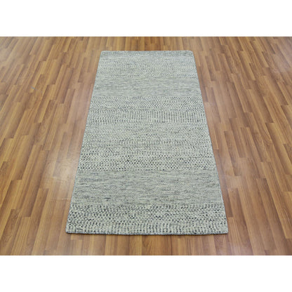 Modern and Contemporary Wool Hand Knotted Rug Grey No Border 3.0X5.6 -O079747