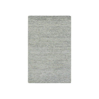 Modern and Contemporary Wool Hand Knotted Rug Grey No Border 3.0X5.6 -O079748