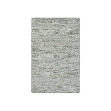 Modern and Contemporary Wool Hand Knotted Rug Grey No Border 3.0X5.6 -O079748