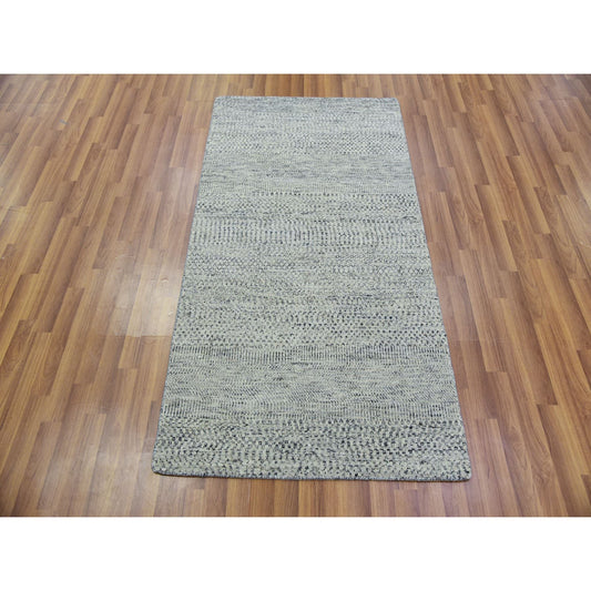 Modern and Contemporary Wool Hand Knotted Rug Grey No Border 3.0X5.6 -O079748