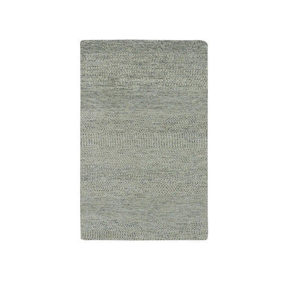 Modern and Contemporary Wool Hand Knotted Rug Grey No Border 3.1X5.7 -O079750