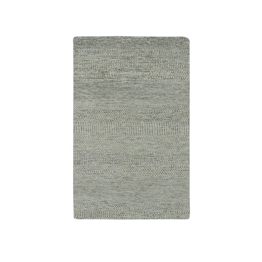 Modern and Contemporary Wool Hand Knotted Rug Grey No Border 3.1X5.7 -O079750