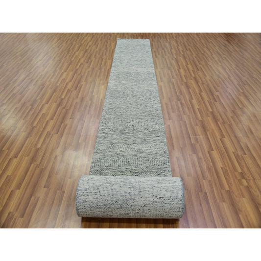 Modern and Contemporary Wool Hand Knotted Rug Grey No Border 2.5X29.7 -O079751