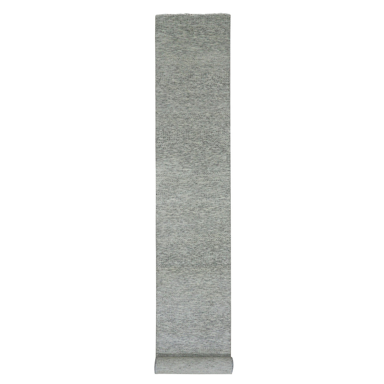 Gray 2'6" x 18'5" Modern and Contemporary Hand knotted Wool Rug - Sku: O079752