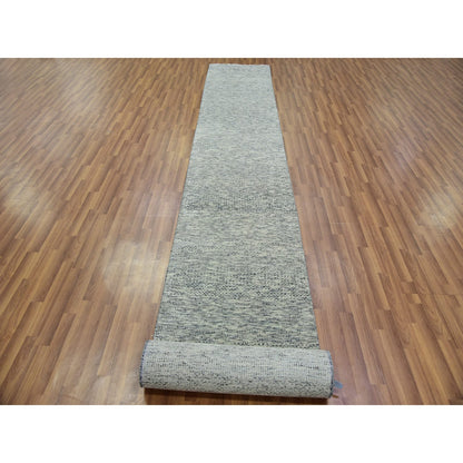 Modern and Contemporary Wool Hand Knotted Rug Grey No Border 2.6X18.5 -O079752