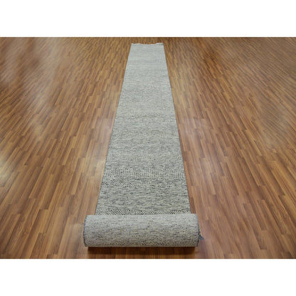 Modern and Contemporary Wool Hand Knotted Rug Grey No Border 2.5X22.4 -O079753
