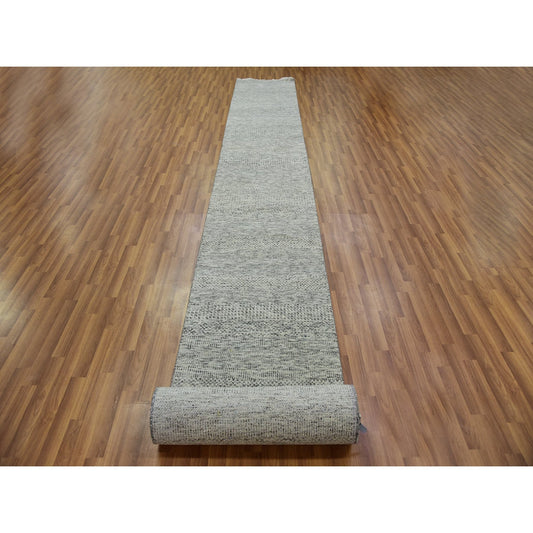 Modern and Contemporary Wool Hand Knotted Rug Grey No Border 2.5X22.4 -O079753