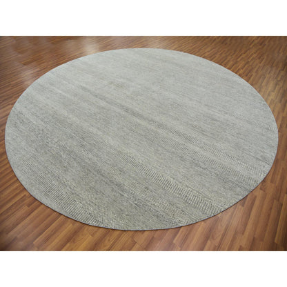 Modern and Contemporary Wool Hand Knotted Rug Grey No Border 11.2X11.3 -O079754