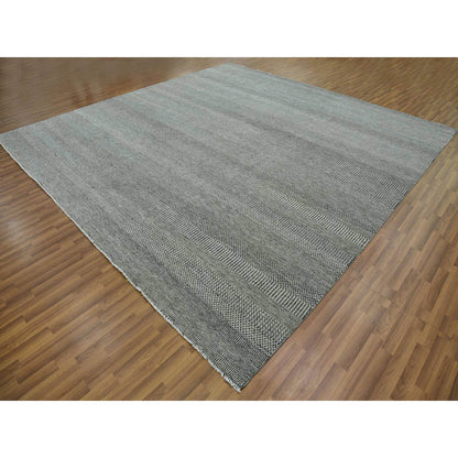 Modern and Contemporary Wool Hand Knotted Rug Grey No Border 11.11X11.11 -O079755