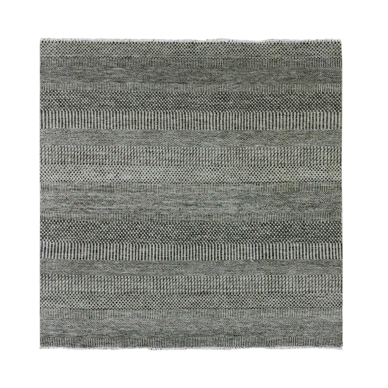 Gray 5'10" x 5'10" Modern and Contemporary Hand knotted Wool Rug - Sku: O079759
