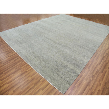 Modern and Contemporary Wool Hand Knotted Rug Grey No Border 11.10X15.4 -O079760
