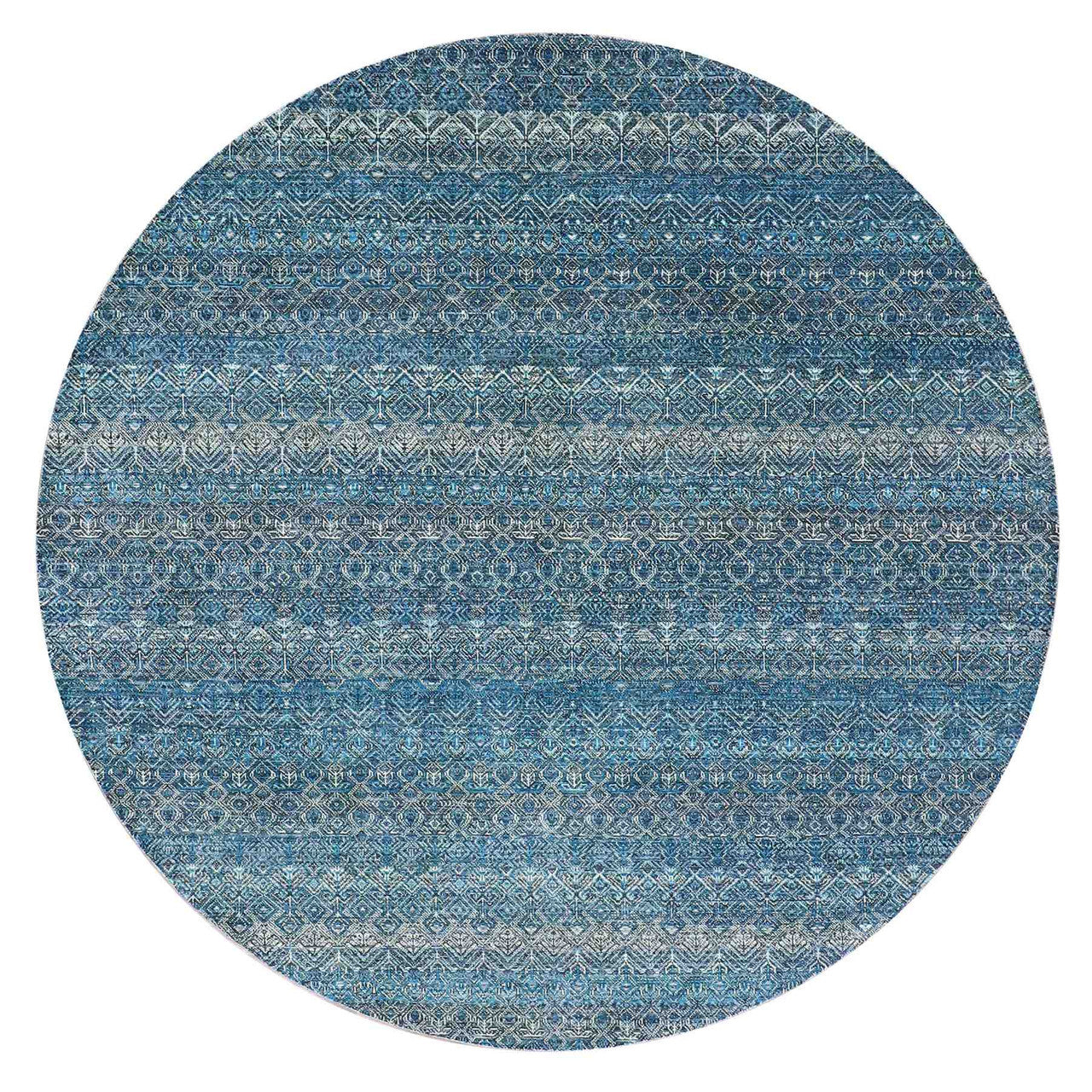 Modern and Contemporary Wool Hand Knotted Rug Blue Blue 8.0X8.0 -O079765
