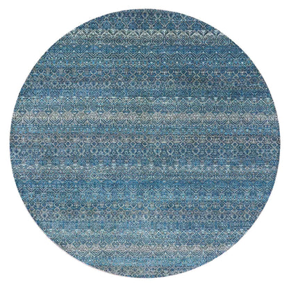 Modern and Contemporary Wool Hand Knotted Rug Blue Blue 8.0X8.0 -O079765