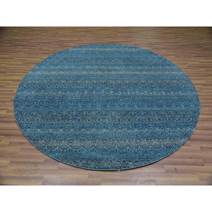 Modern and Contemporary Wool Hand Knotted Rug Blue Blue 8.0X8.0 -O079765