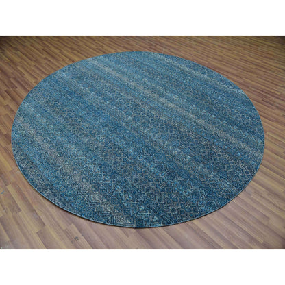 Modern and Contemporary Wool Hand Knotted Rug Blue Blue 8.0X8.0 -O079765
