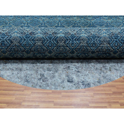 Modern and Contemporary Wool Hand Knotted Rug Blue Blue 8.0X8.0 -O079765