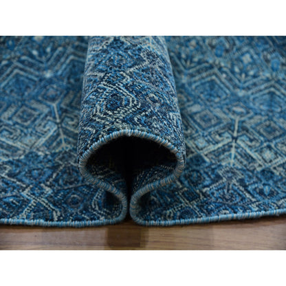 Modern and Contemporary Wool Hand Knotted Rug Blue Blue 8.0X8.0 -O079765