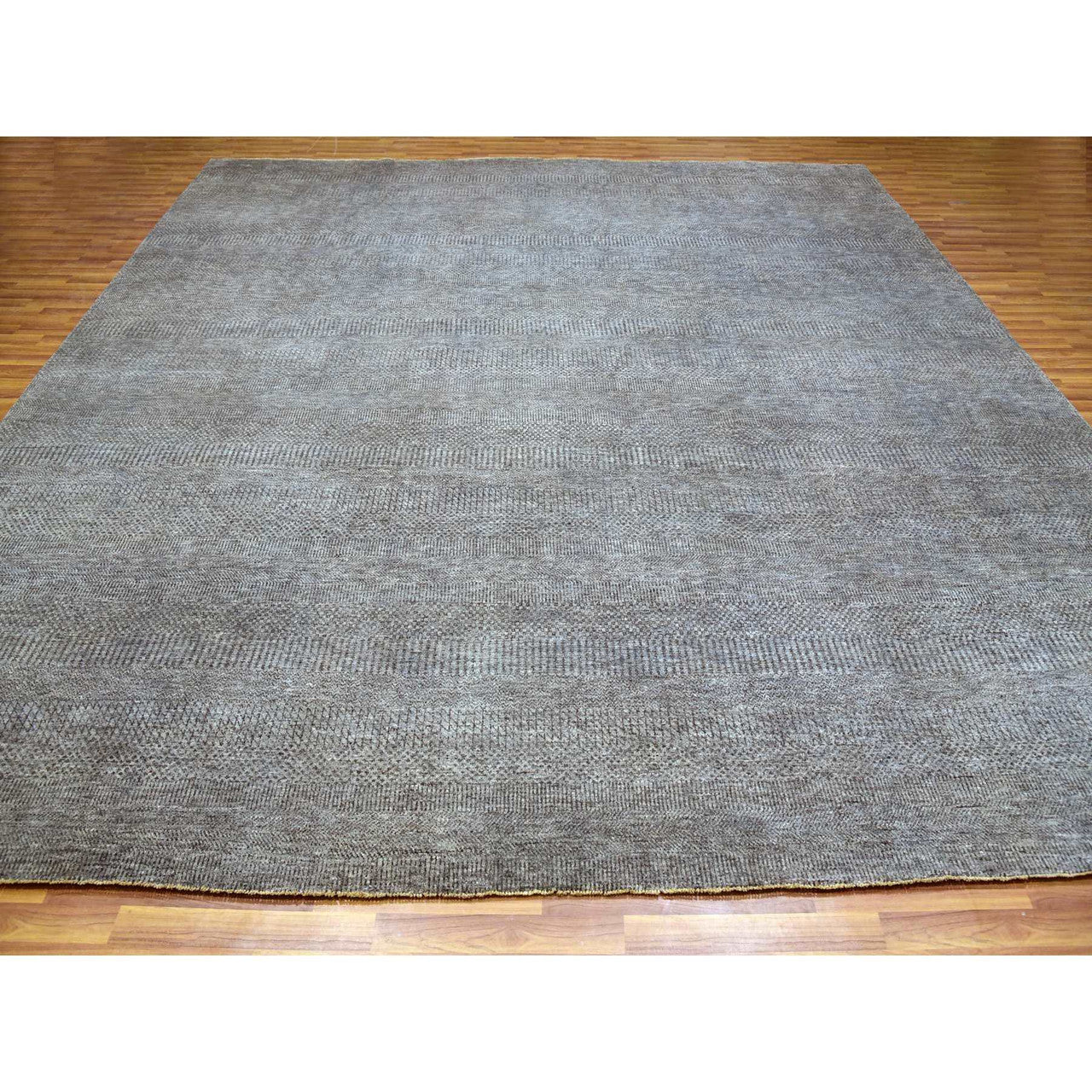 Modern and Contemporary Wool Hand Knotted Rug Grey No Border 12.0X12.1 -O079766