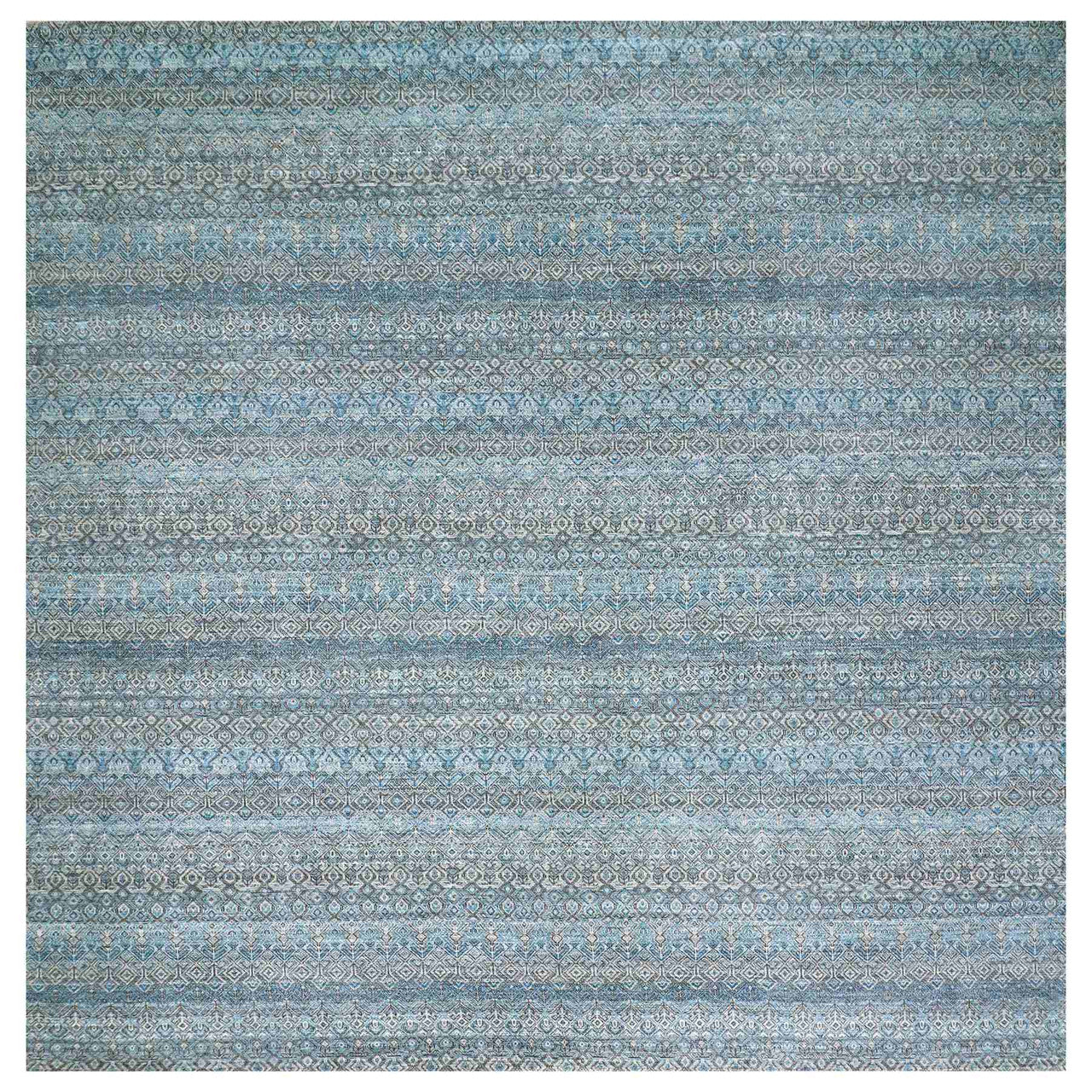 Modern and Contemporary Wool Hand Knotted Rug Blue No Border 12.0X12.0 -O079768