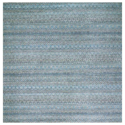 Modern and Contemporary Wool Hand Knotted Rug Blue No Border 12.0X12.0 -O079768